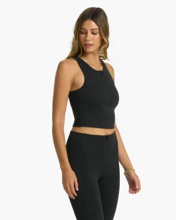 Granite Heathered Zip Tank