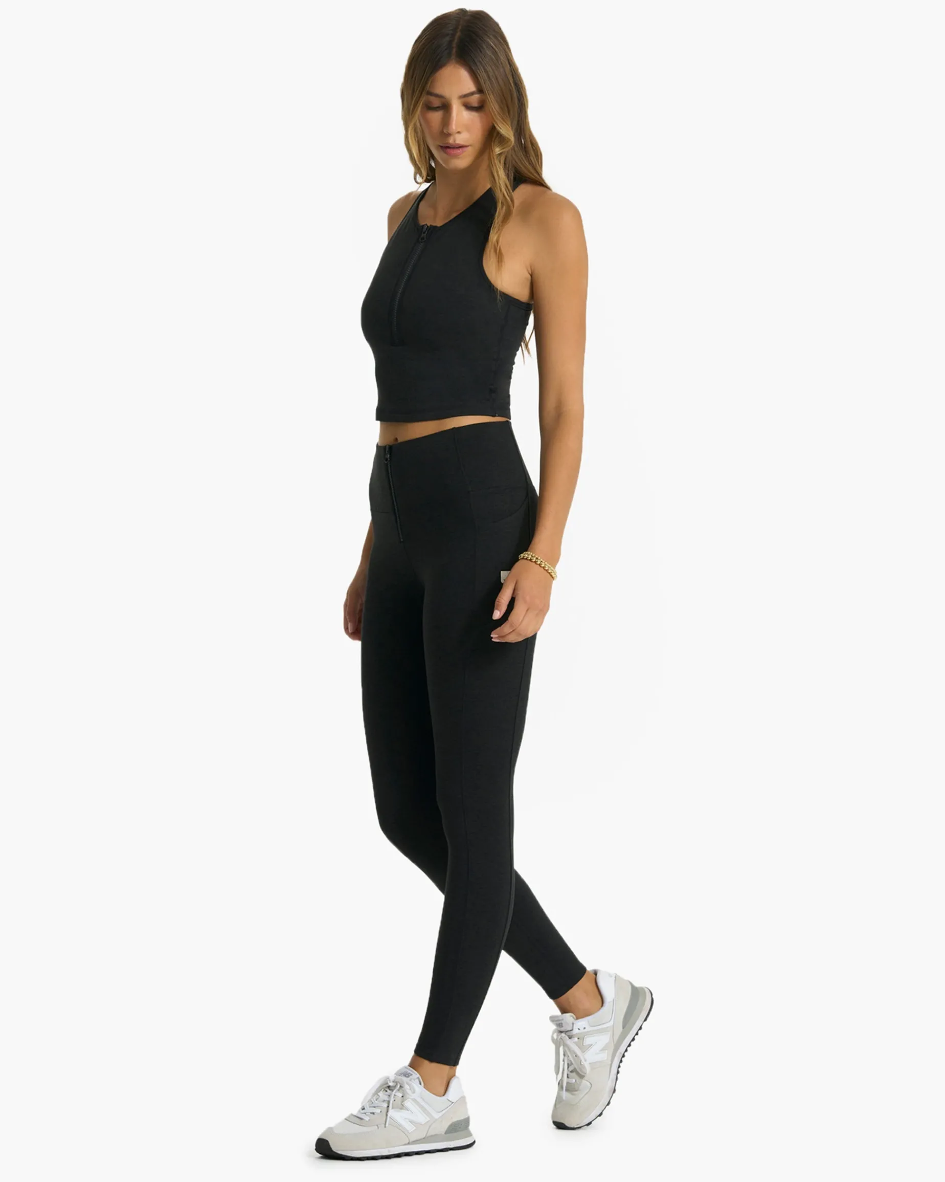 Granite Heathered Zip Tank