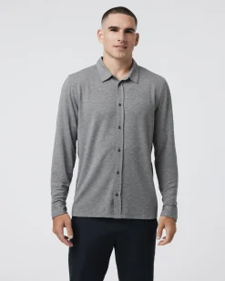 Long Sleeve Knit Twill Button Down